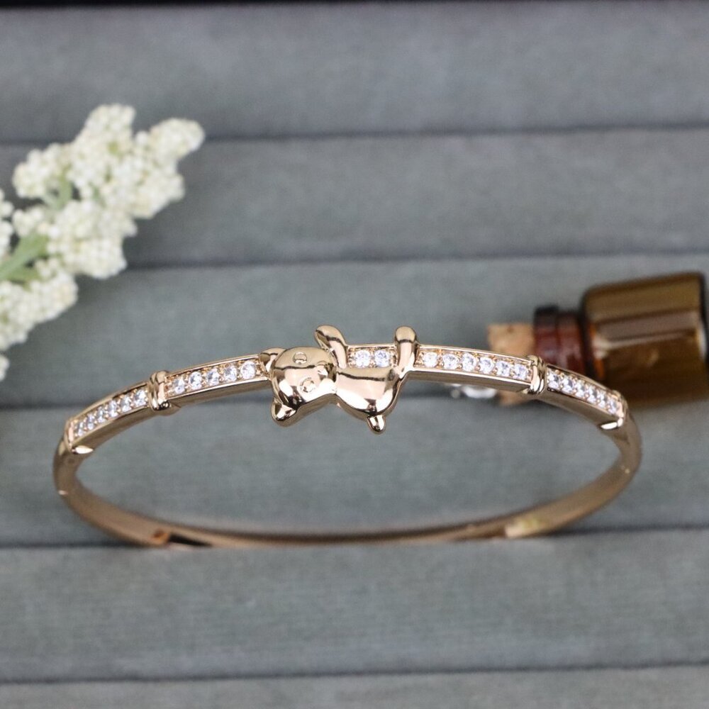 Charming Rose Gold Bangle with Adorable Bear Design, XPBL0527 - Picture 10 of 12